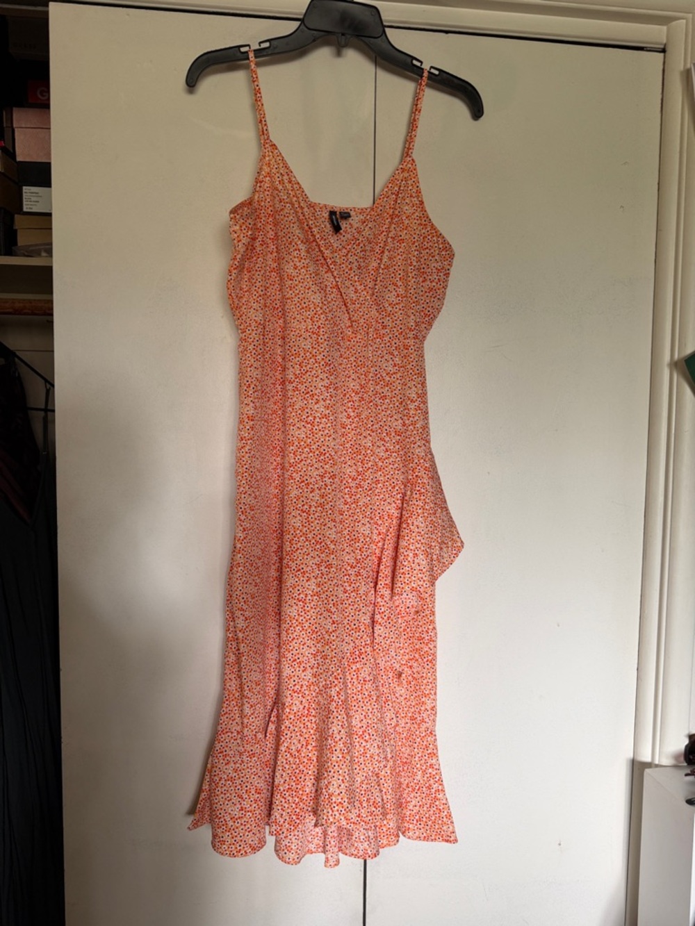 Vero Moda Orange Floral Midi Slip Dress